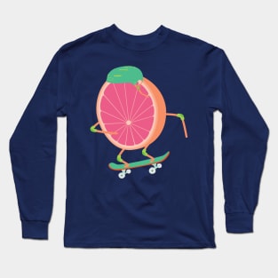 skating grapefruit Long Sleeve T-Shirt